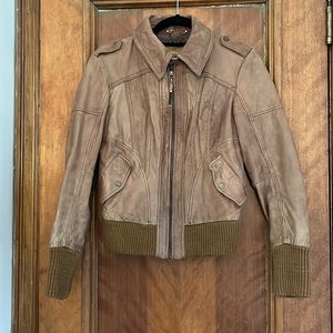 Stradivarius Brown Leather Biker Jacket